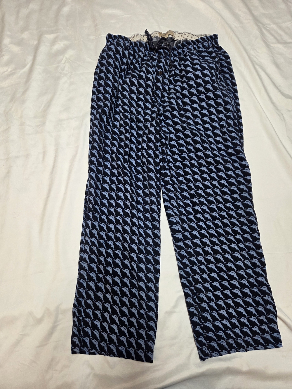 Tommy Bahama Navy and Light Blue Tropical Print Drawstring Pants
